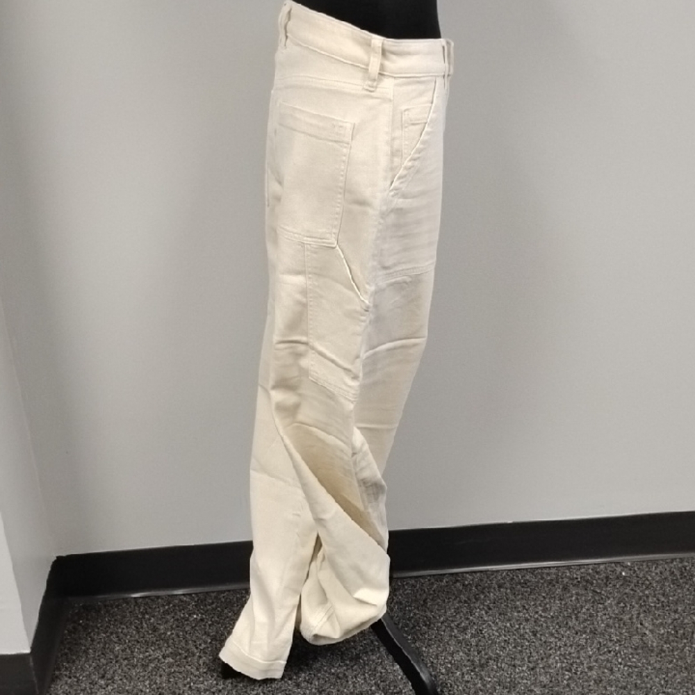 American Eagle Outfitters Cream Super High-Rise Baggy Wide Leg Jeans, Sz 4 - Picture 7 of 11